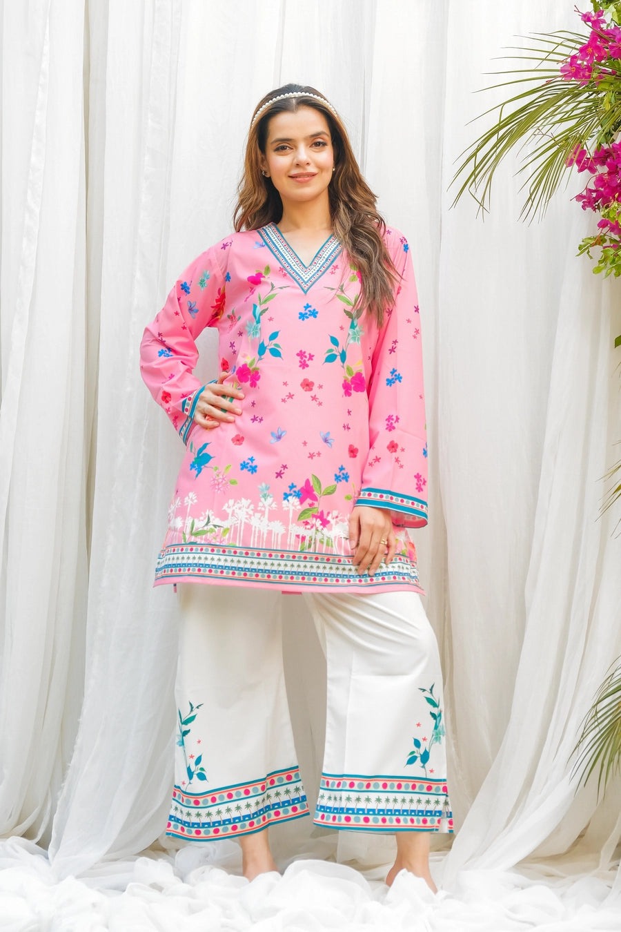 Pink Floral Digital Print 2pc